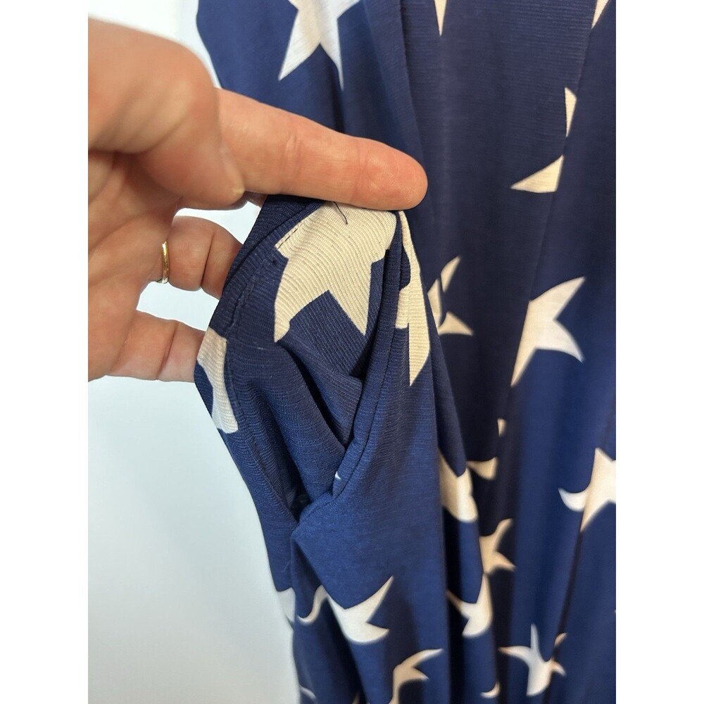 Heimish U.S.A. Women’s 2XL Navy Blue White Stars Maxi Dress Sleeveless Pockets - Picture 8 of 13